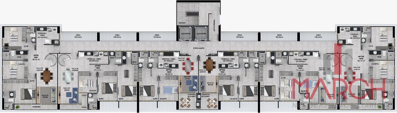 planta apt. 2 quartos