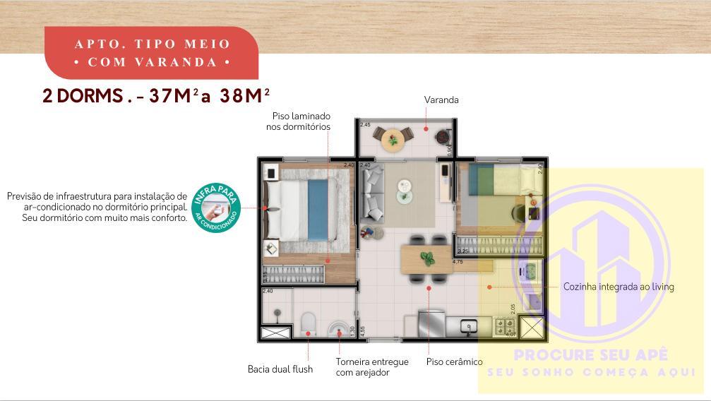 Apartamento para venda em São Paulo / SP, Bairro do Limão, 2 dormitórios, 1 banheiro, construido em 2022