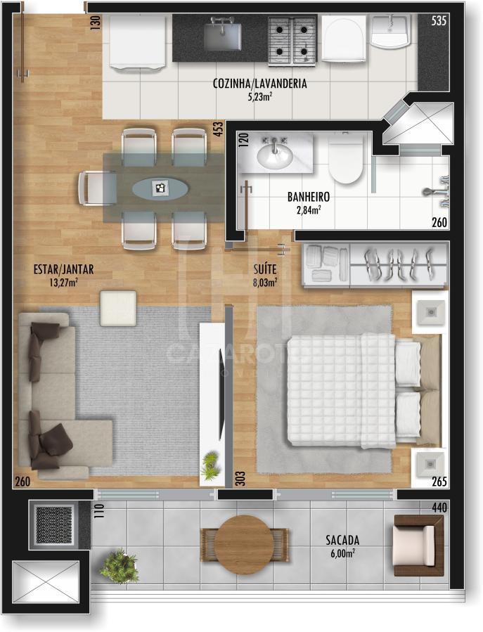 APARTAMENTO 1 DORMITRIOPARA VENDA na Rua Baltazar Carrasco Dos Reis, no bairro Rebouas em Curitiba / PR no residencialCentral Street com1 dormitrio, 1 banheiro, 1 vaga com40,05 M de rea t