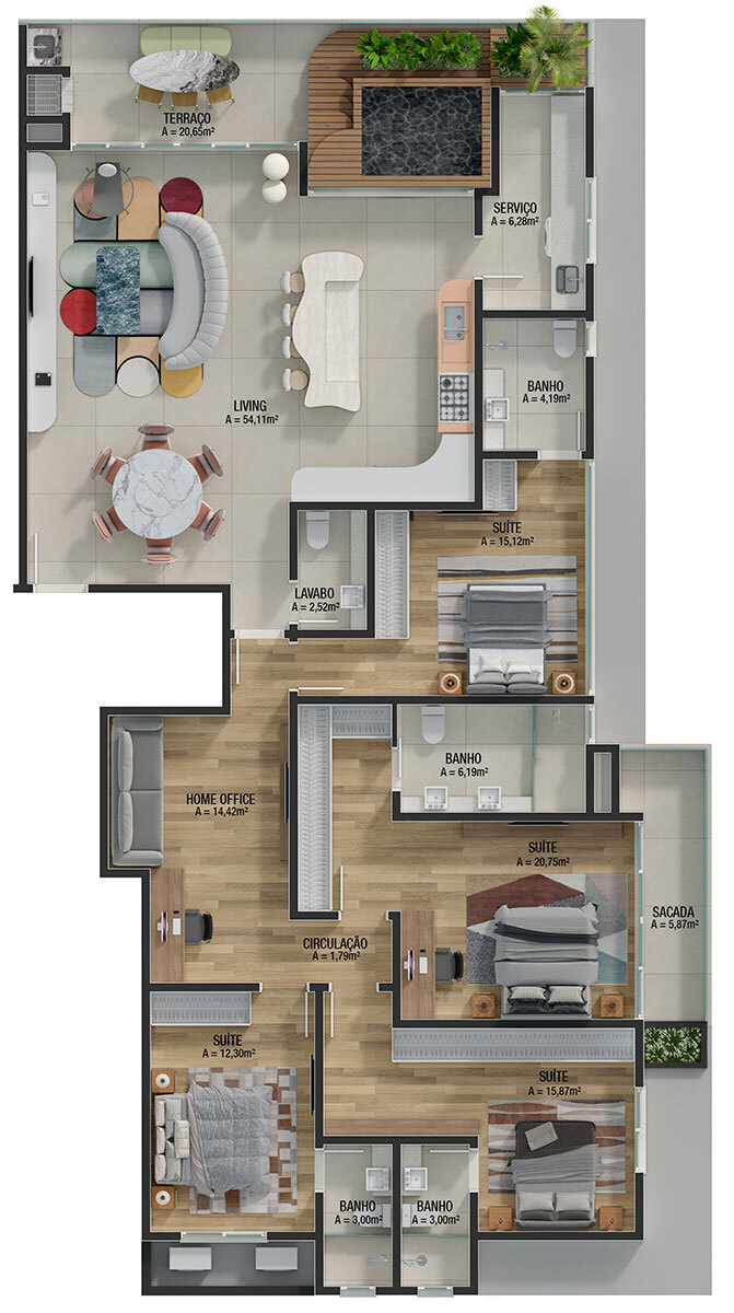 Planta 03 - 4 dorm 215 13m - cobertura horizontal