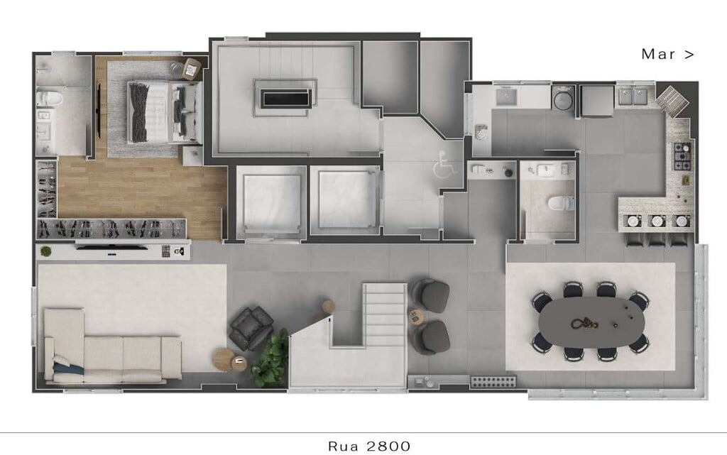 Planta 06 - 5 dorm 228,12m - cobertura duplex - inferior