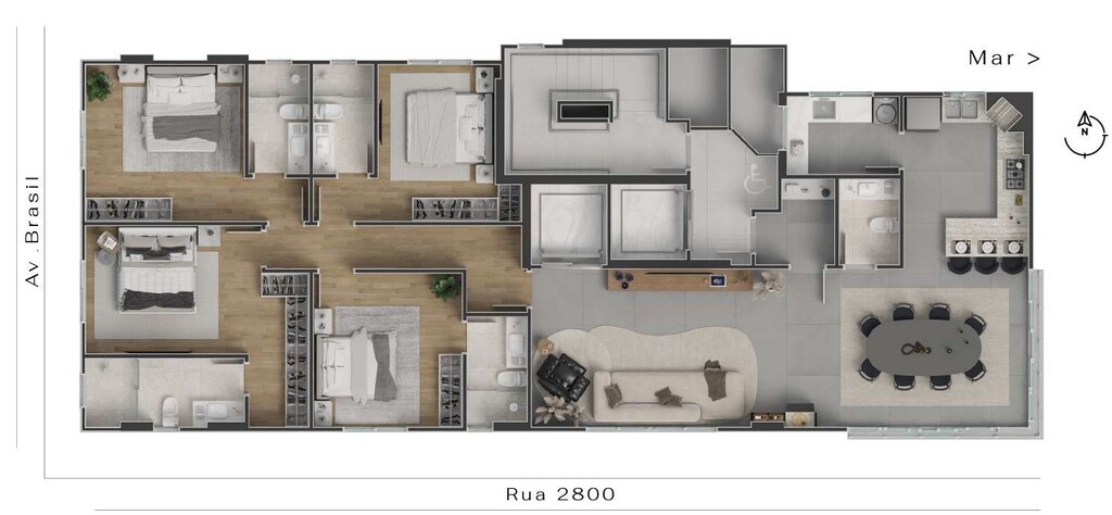 Planta 01 - 4 dorm 160,91m