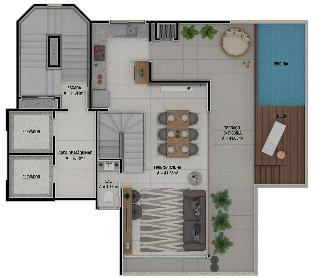 Planta 02 - 4 dorm 236m - cobertura duplex - superior