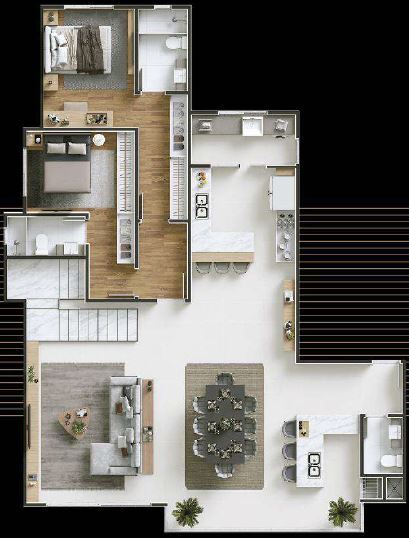 Planta 02 - 5 dorm 238 68m - duplex - inferior