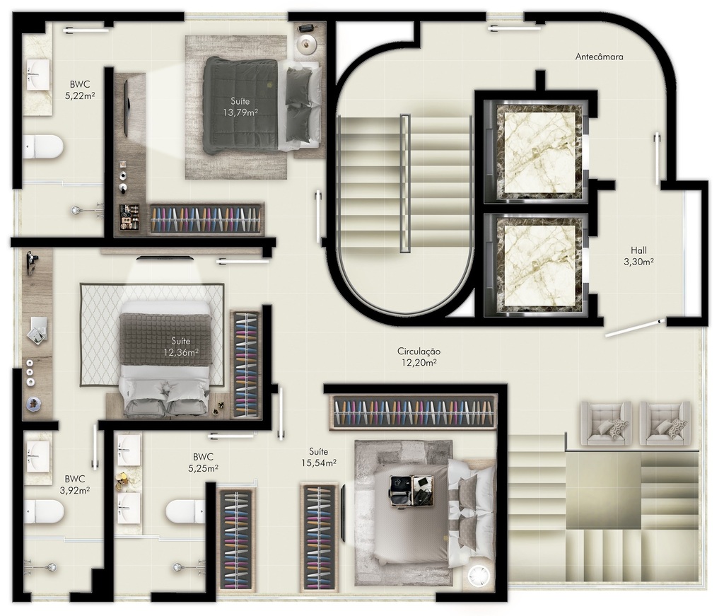 Planta 03 - 3 dorm 210 73m - cobertura duplex - superior