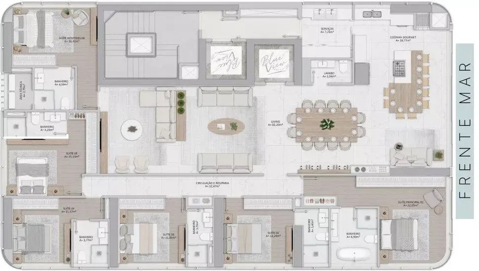 Planta 01 - 6 dorm 275m