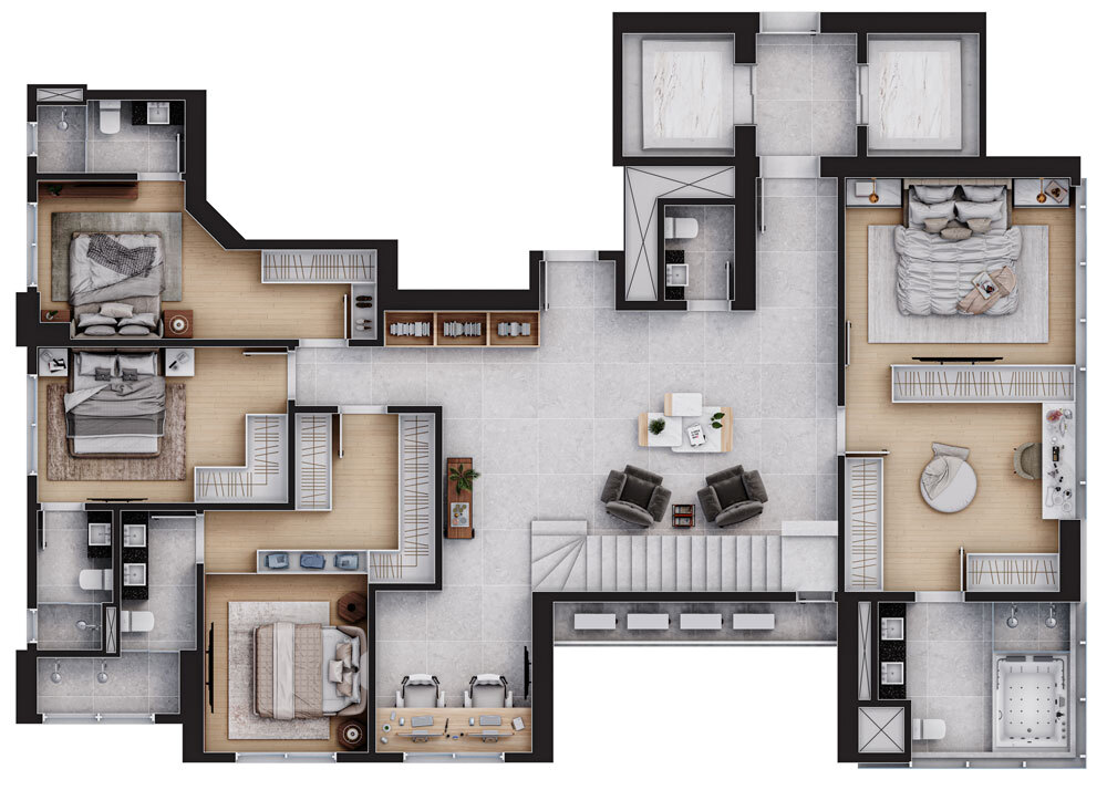 Planta 02 - 4 dorm 362m - cobertura duplex - inferior