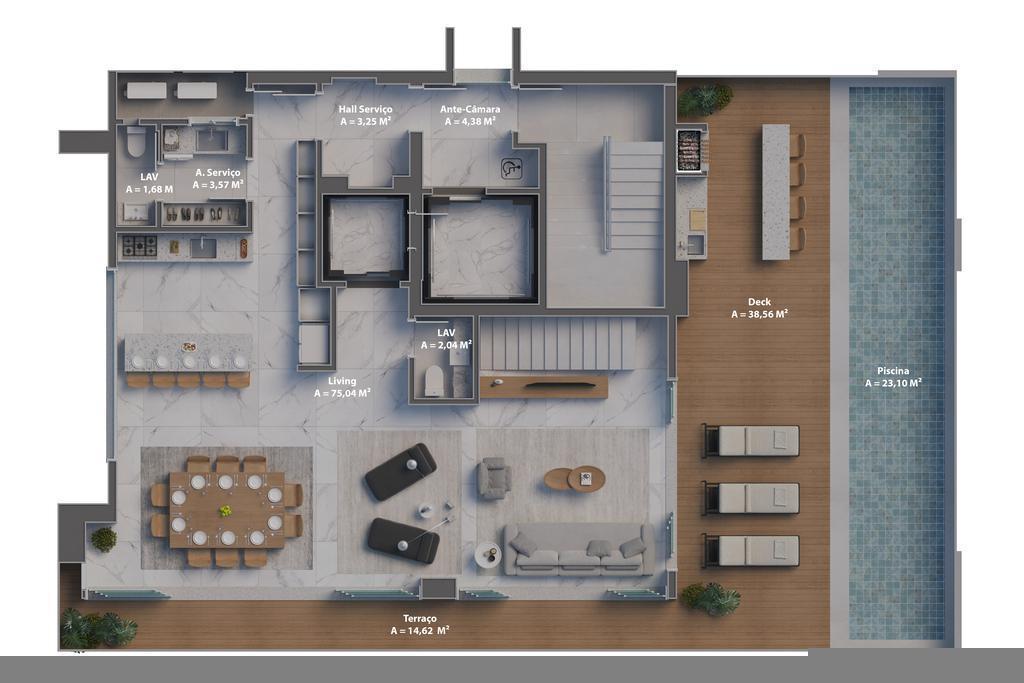 Planta 07 - 4 dorm 381,82m - cobertura duplex - superior