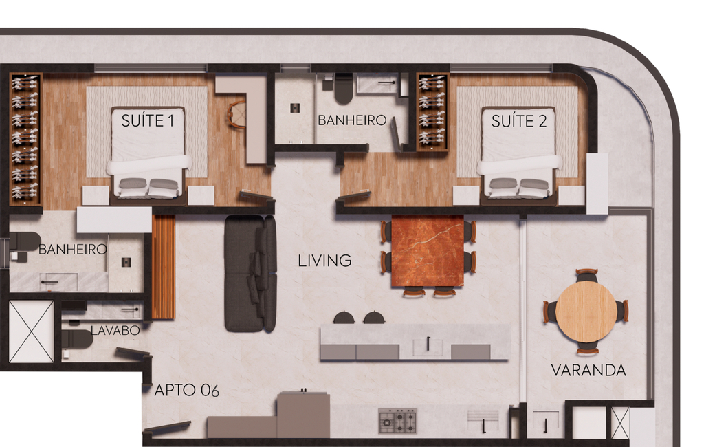 Planta 04 - 2 dorm 84,77m