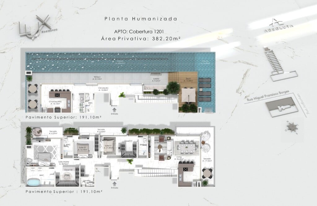 Planta 08 - 3 dorm 382,2m - cobertura duplex