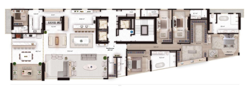 Planta 01 - 4 dorm 457m - penthouse