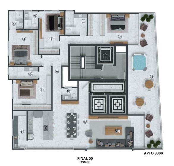 Planta 01 - 4 dorm 250m