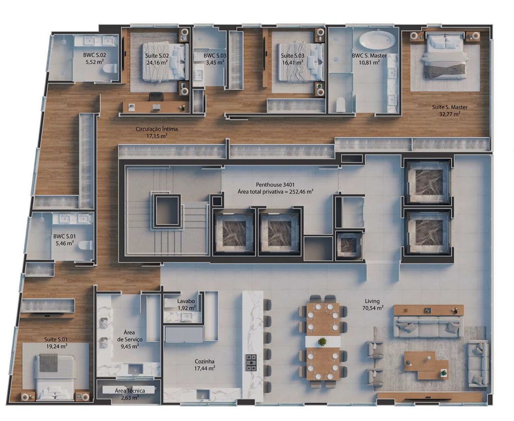 Planta 01 - 4 dorm 252 46m - penthouse