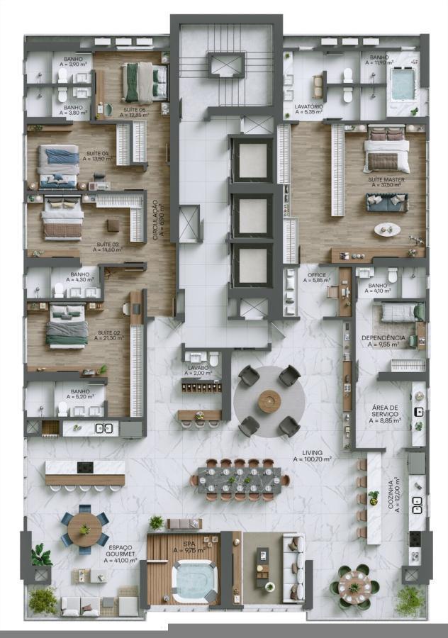 Planta 01 - 5 dorm 374m - penthouse