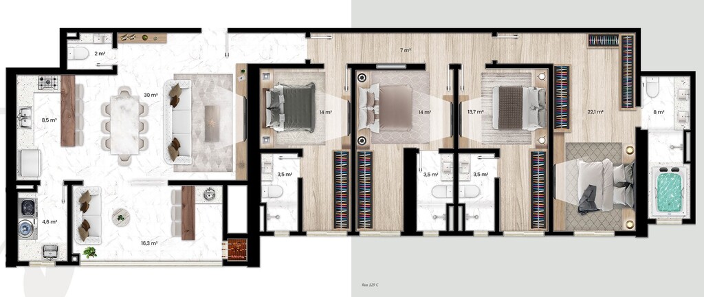 Planta 03 - 4 dorm 172m