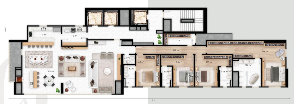 Planta 04 - 4 dorm 280m - penthouse