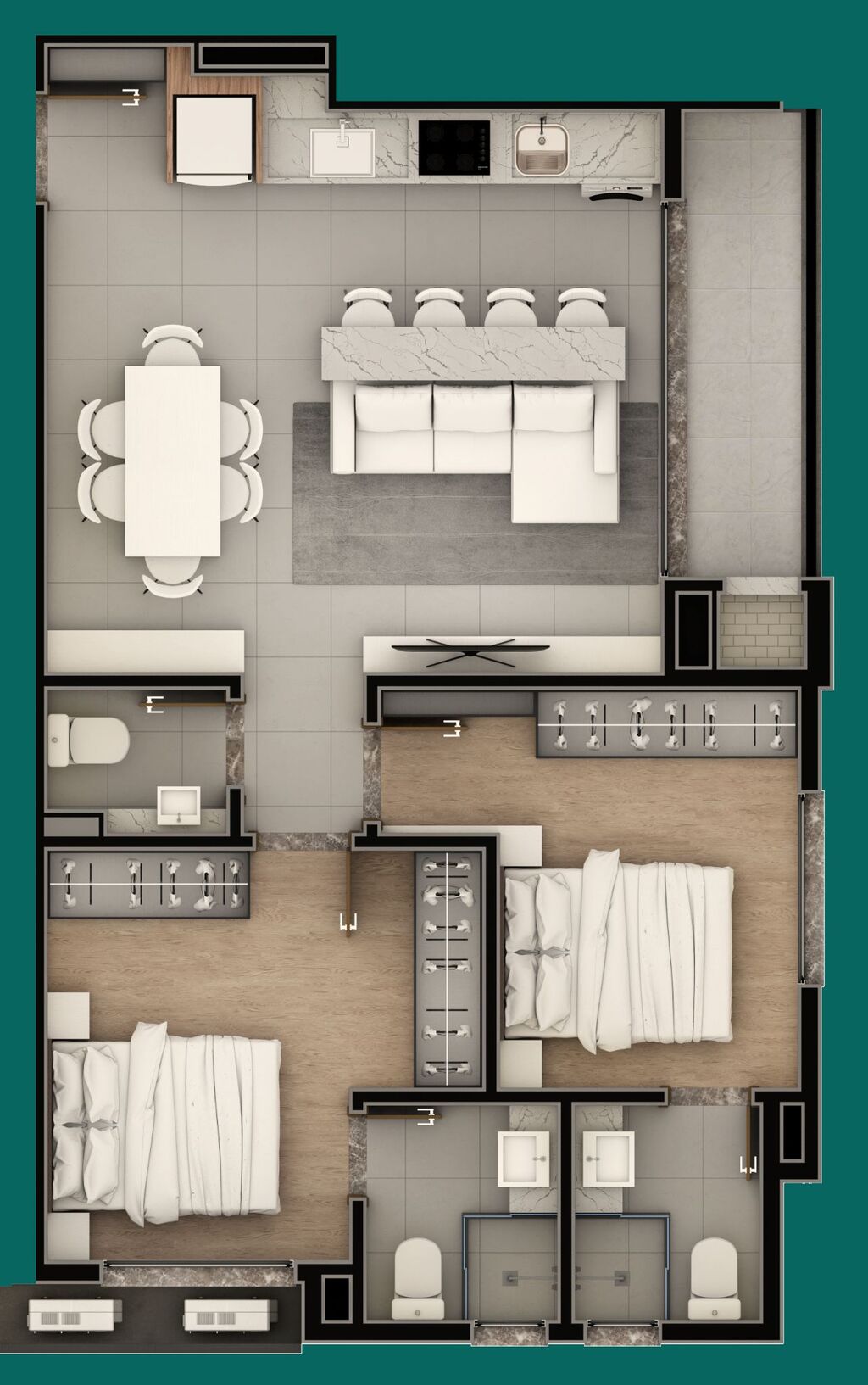 Planta 04 - 2 dorm 69,94m