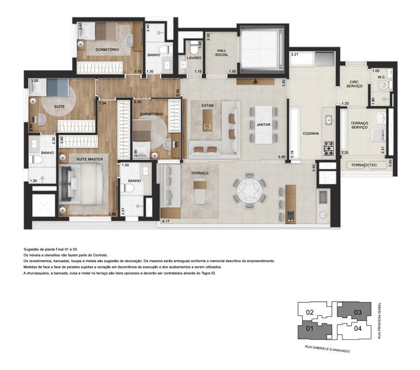 Planta Apartamento Tipo 143m Opo 1