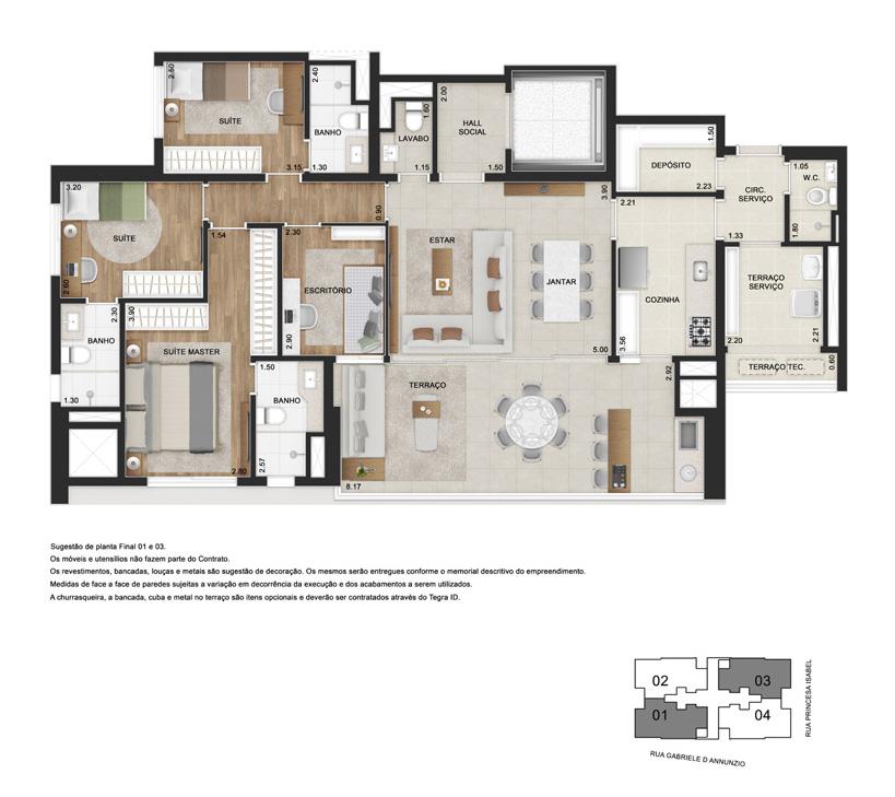 Planta Apartamento Tipo 143m Opo 2