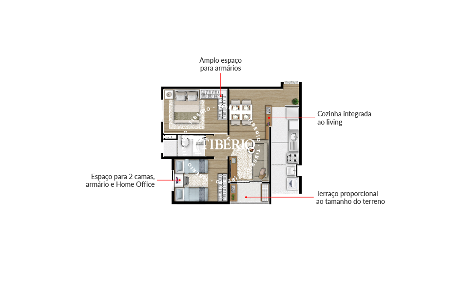 Planta 01 - 2 dorm 49m