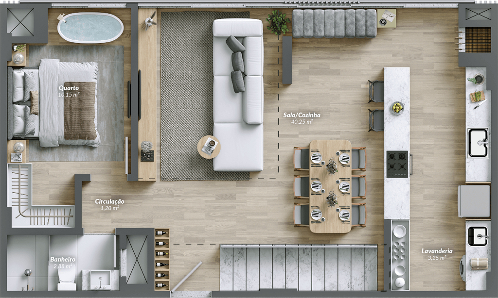 Planta 07 - 3 dorm 128m - duplex - inferior