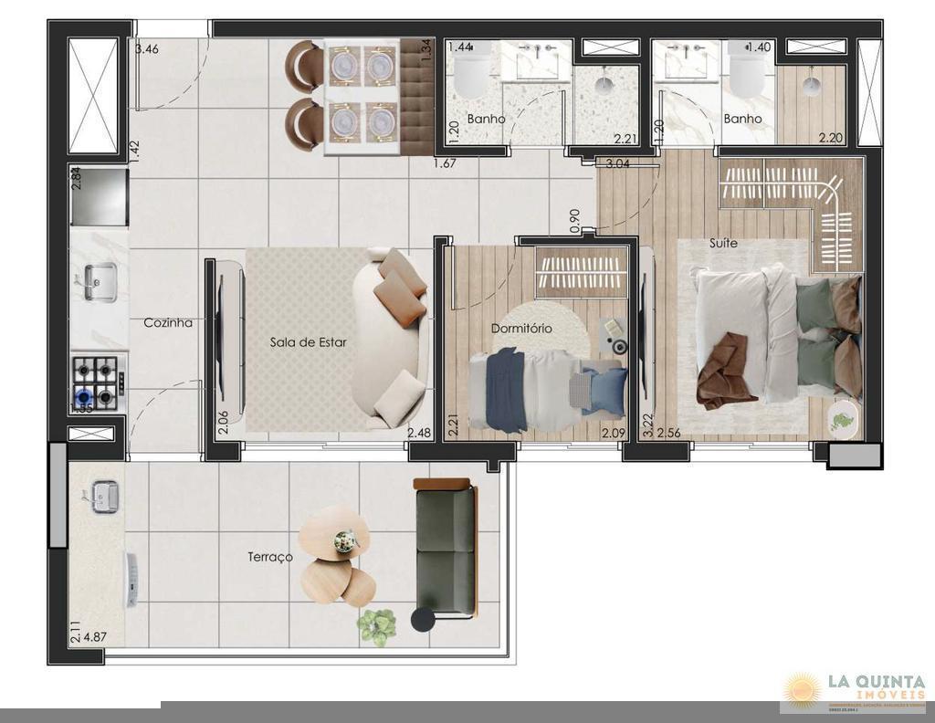 Planta 03 - 2 dorm 55,54m