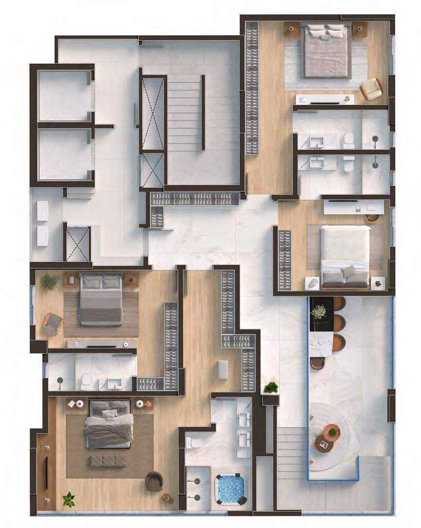 Planta 03 - 4 dorm 350,23m - cobertura duplex - superior