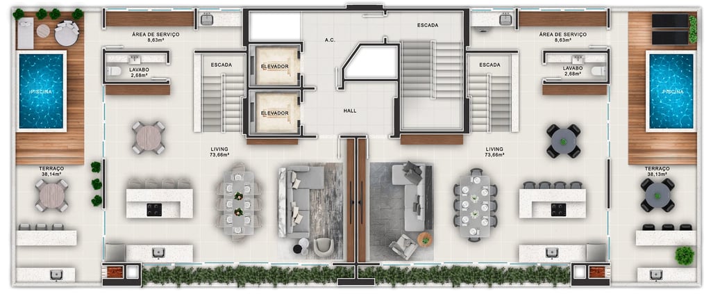 Pavimento duplex - superior