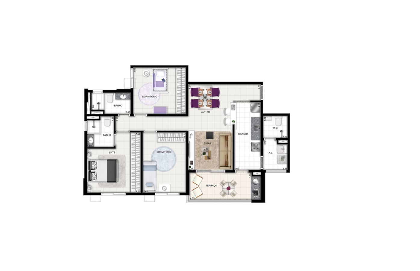 Apartamento na Pedreira, 3 Quartos 1 Sute, 86 m2