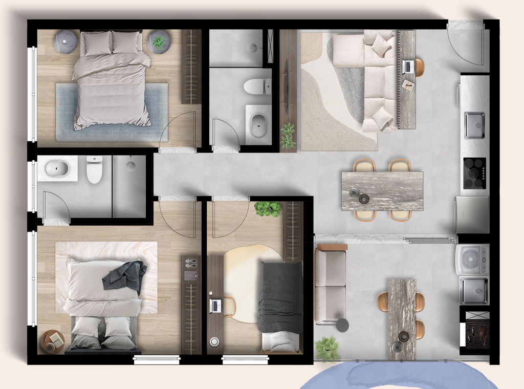 Planta 03 - 3 dorm 68m