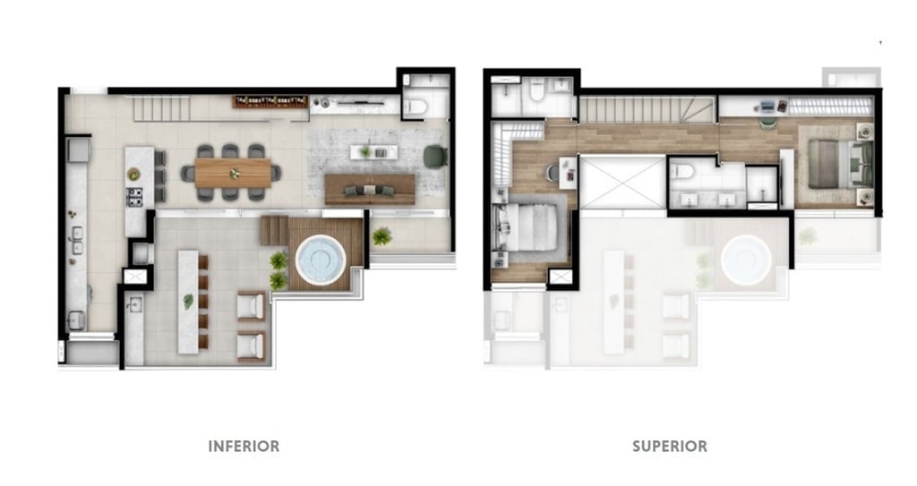 Planta 11 - 2 dorm 131m - cobertura duplex