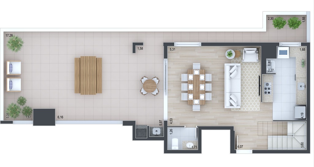 Planta 14 - 2 dorm 156,12m - duplex - inferior