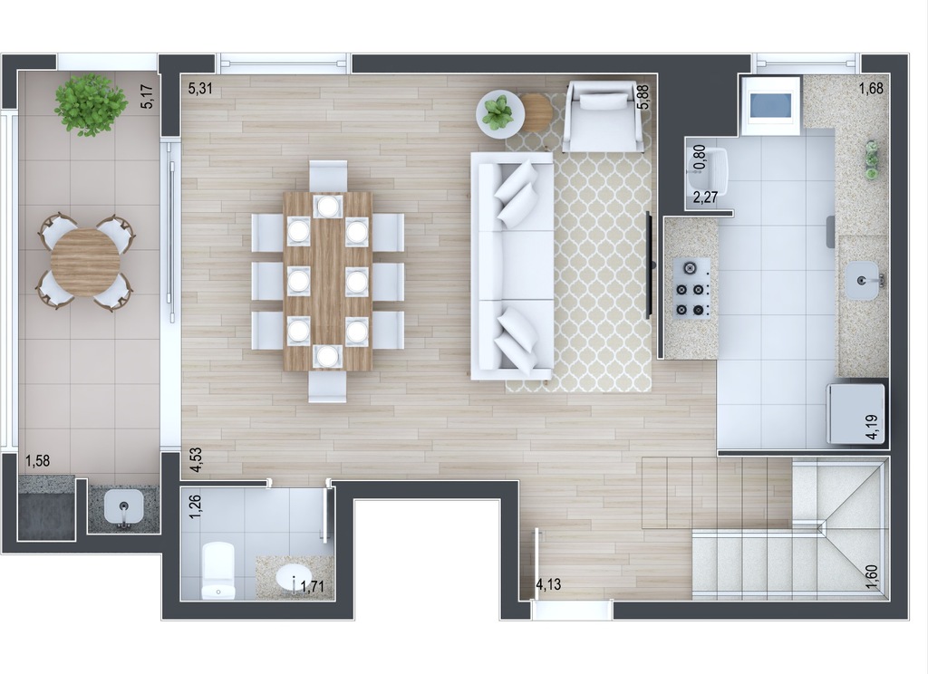 Planta 07 - 2 dorm 110,73m - duplex - inferior