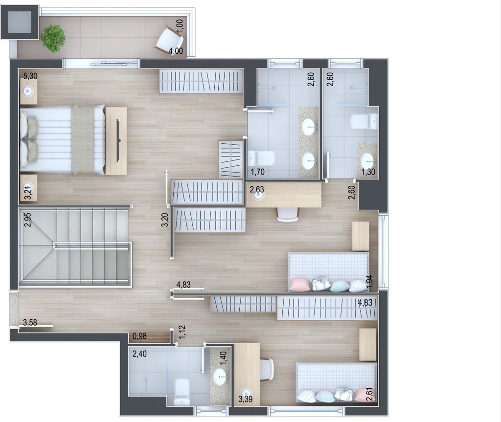 Planta 17 - 3 dorm 174,76m - cobertura duplex - superior