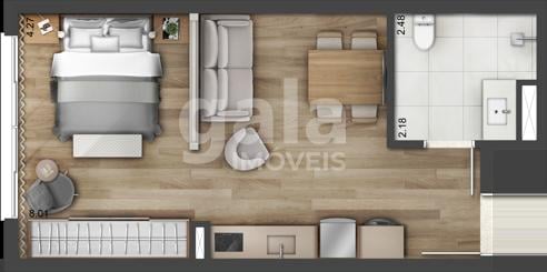 Planta 02 - 1 dorm 42m - studio