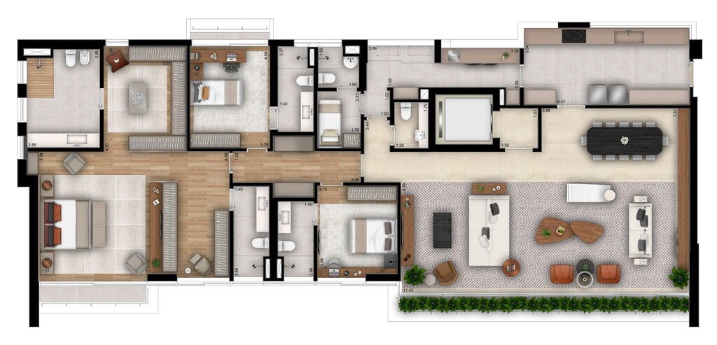 Planta 05 - 3 dorm 293m² - opção