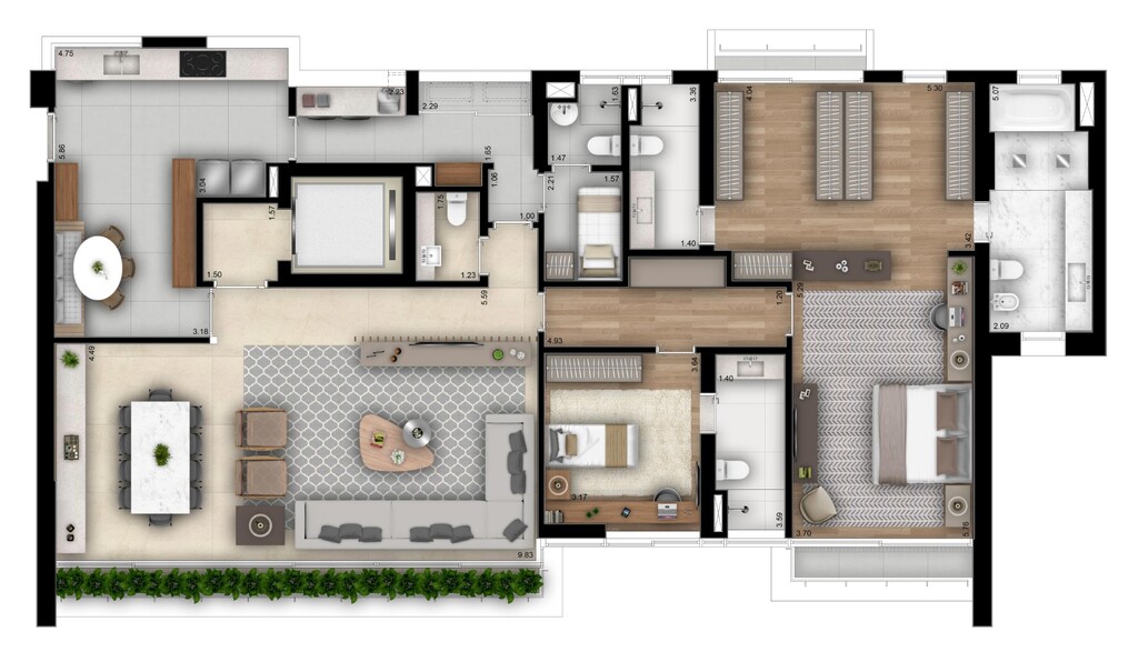 Planta 02 - 2 dorm 229m² - opção 1