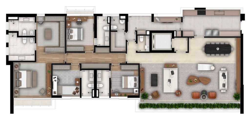 Planta 04 - 4 dorm 293m²