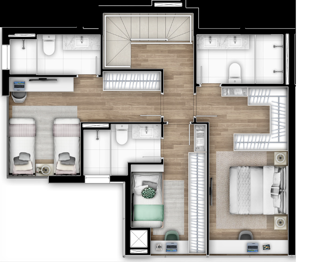 Planta 20 - 3 dorm 154,05m - penthouse - superior