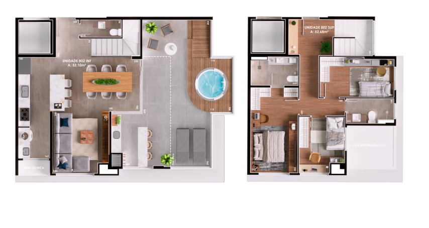 Planta 04 - 3 dorm 104 78m - cobertura duplex