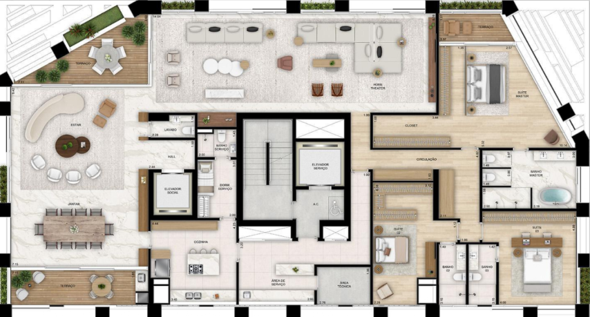 Planta 04 - 3 dorm 405m