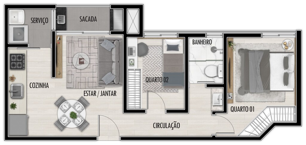 Planta 03 - 2 dorm 44 11m