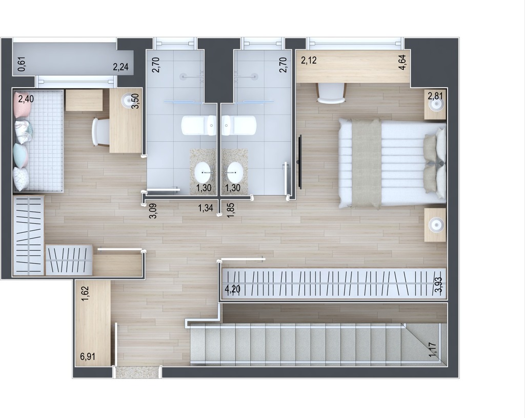 Planta 06 - 2 dorm 105,95m - duplex - superior