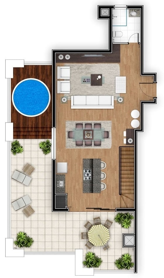 Planta 06 - 3 dorm 190 65m - cobertura duplex superior