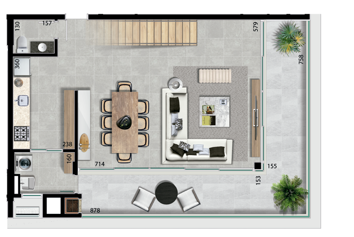 Planta 14 - 3 dorm 203,17m - cobertura duplex - inferior