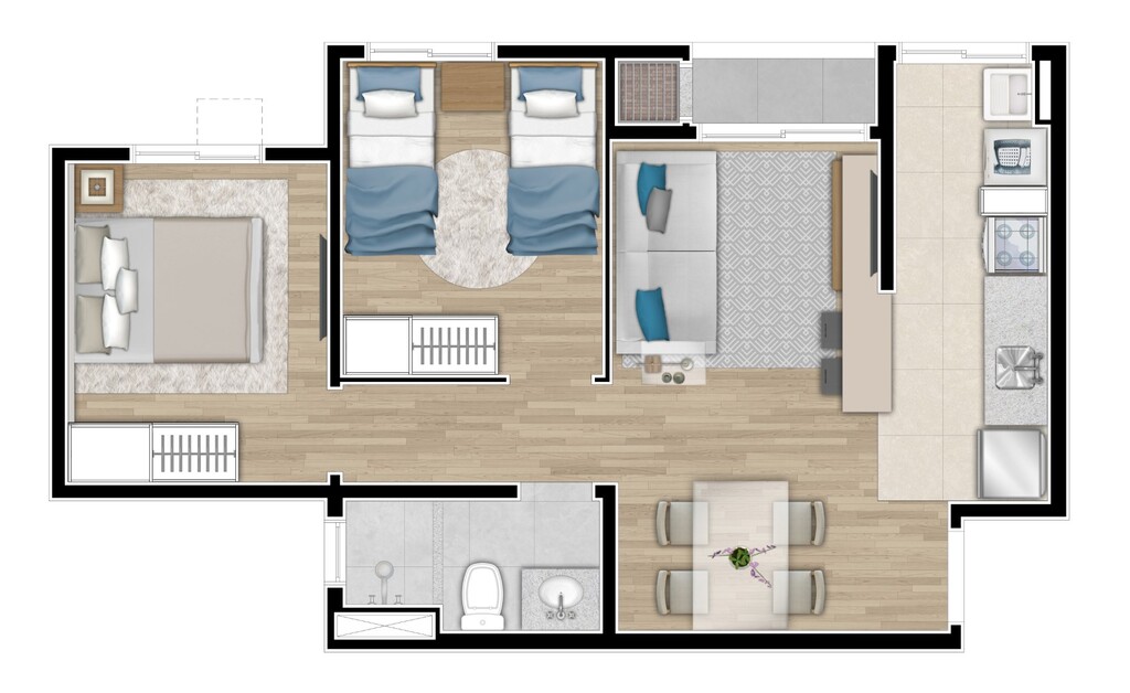 Planta 05 - 2 dorm 44 88m