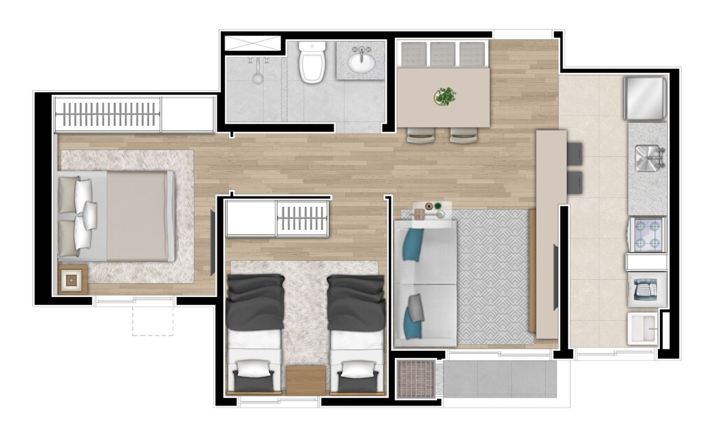 Planta 03 - 2 dorm 44 35m