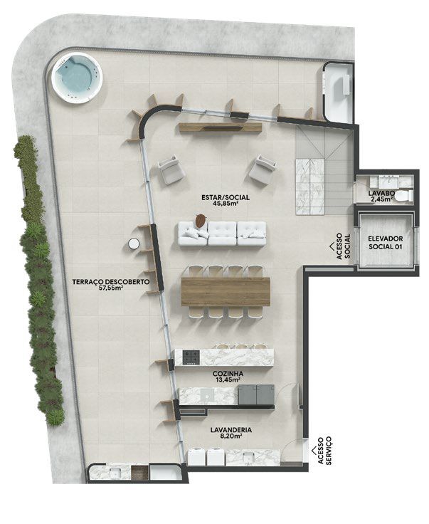 Planta 13 - 3 dorm 229m - cobertura duplex - inferior