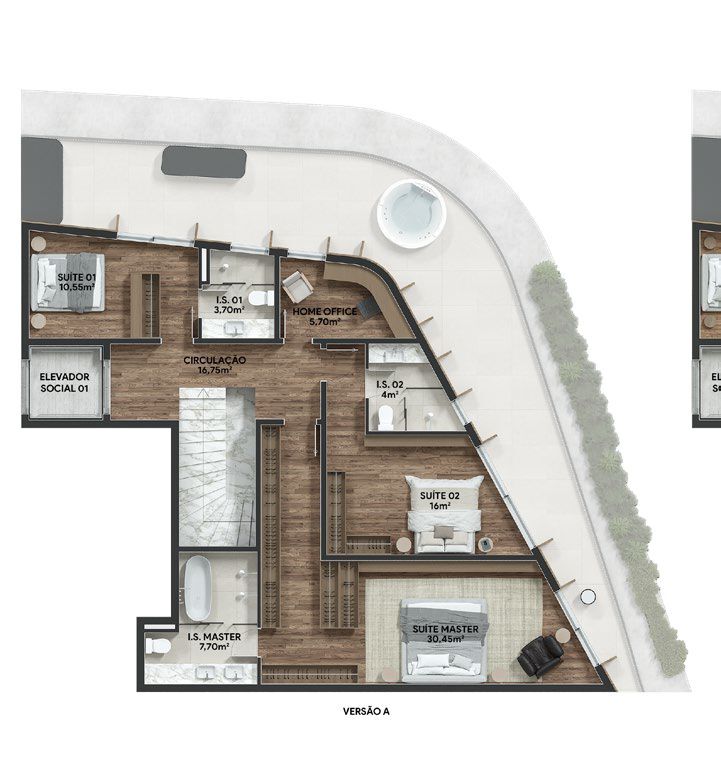 Planta 20 - 3 dorm 267m - cobertura duplex - superior