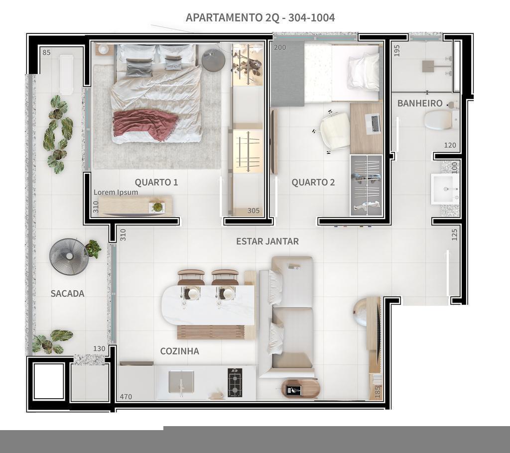 Planta 03 - 2 dorm 48,26m